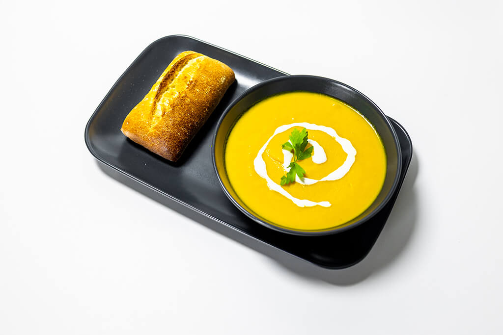 Carrot & Coriander Soup with a crusty roll